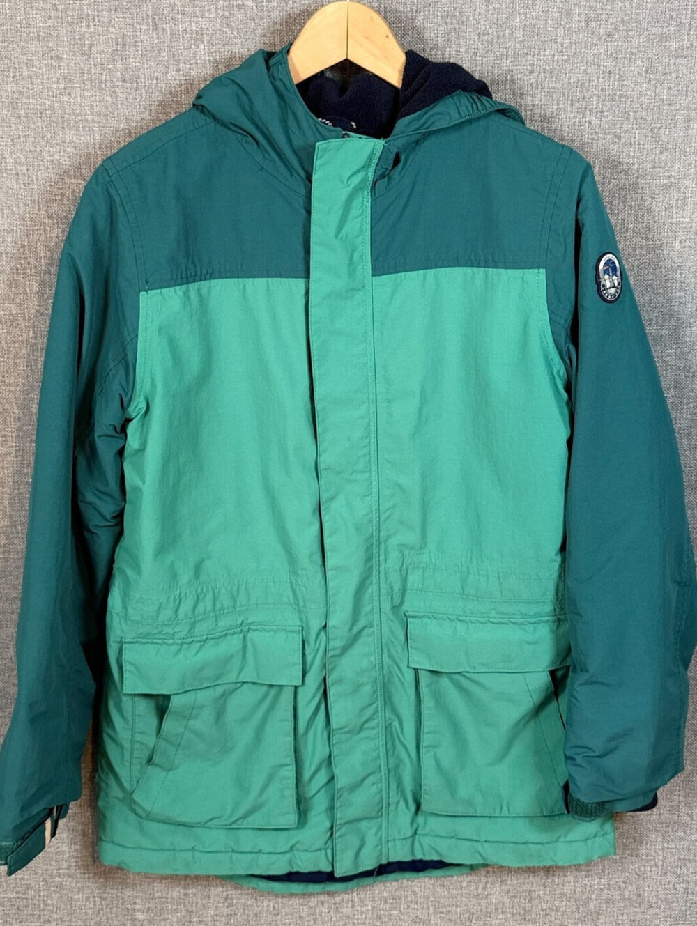 Lands' End Squall Kids XL 14-16 Hooded Winter Parka Teal Coat Fleece Lined